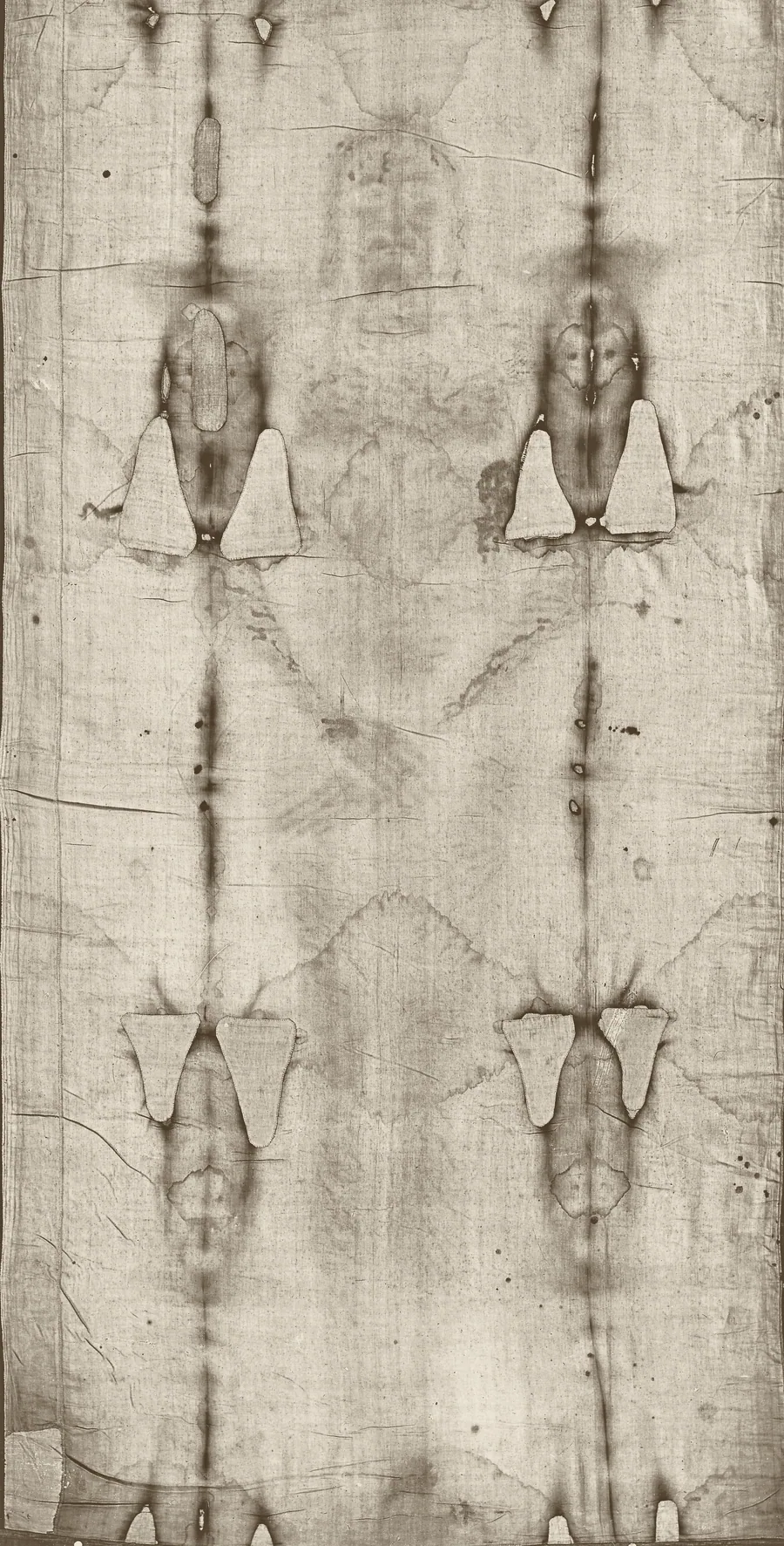 Front image of the man on the Shroud, negative view