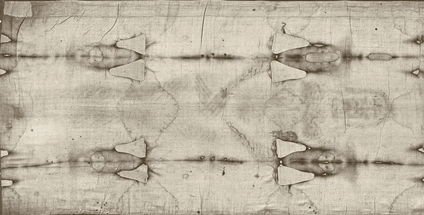 Front half of the Shroud, with the front image of the man